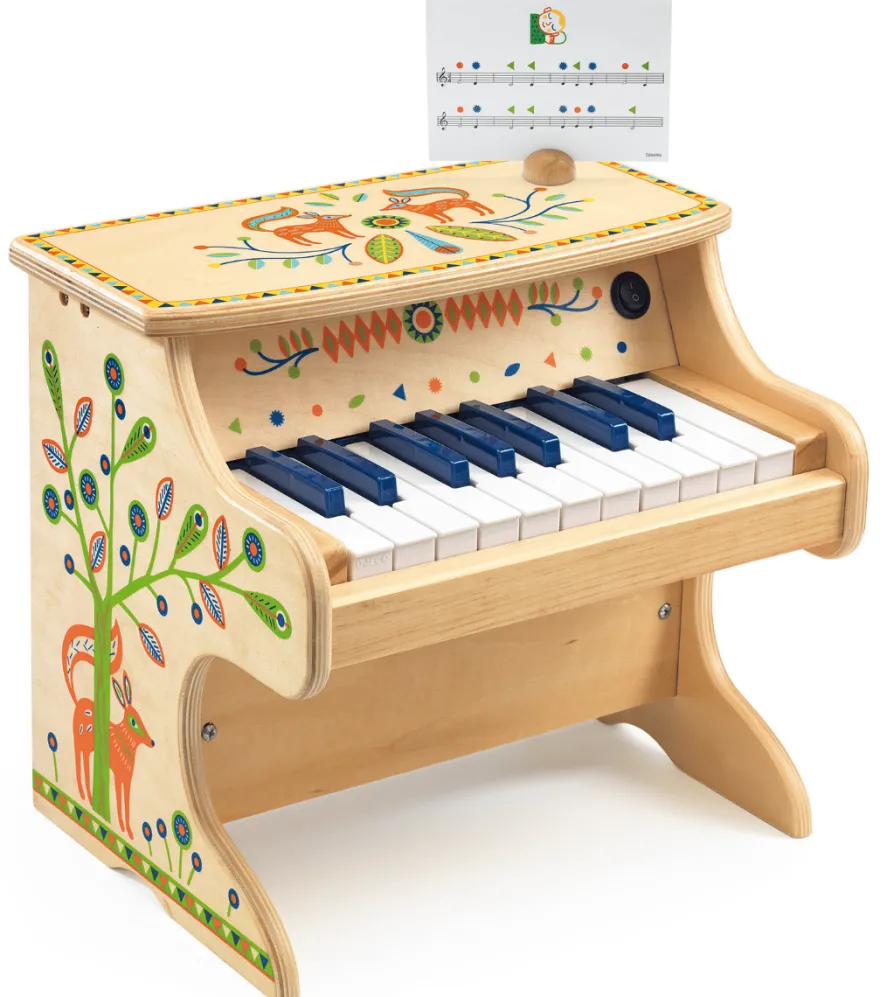 Piano av trä med elektroniskt ljud