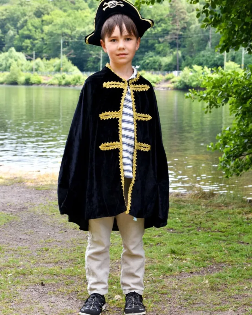 Pirat (cape + hatt), stl. 3-8 år