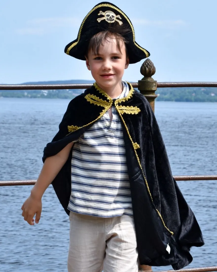 Pirat (cape + hatt), stl. 3-8 år