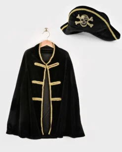 Pirat (cape + hatt), stl. 3-8 år
