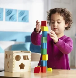 Plocklåda med geometriska klossar