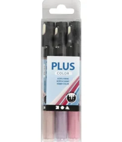 Plus Color Tuschpennor - Rosa/Lila/Ceris, 3 st.