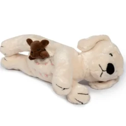 Plyschhund med två valpar