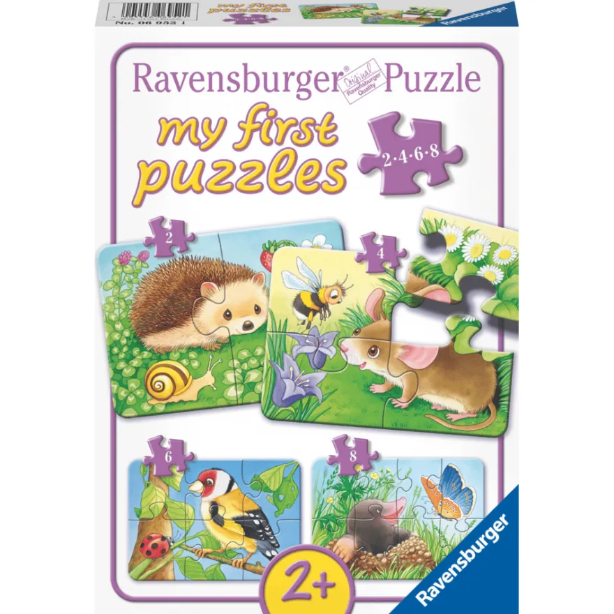 Pussel med 2–8 bitar – Djuren i trädgården, 4 st