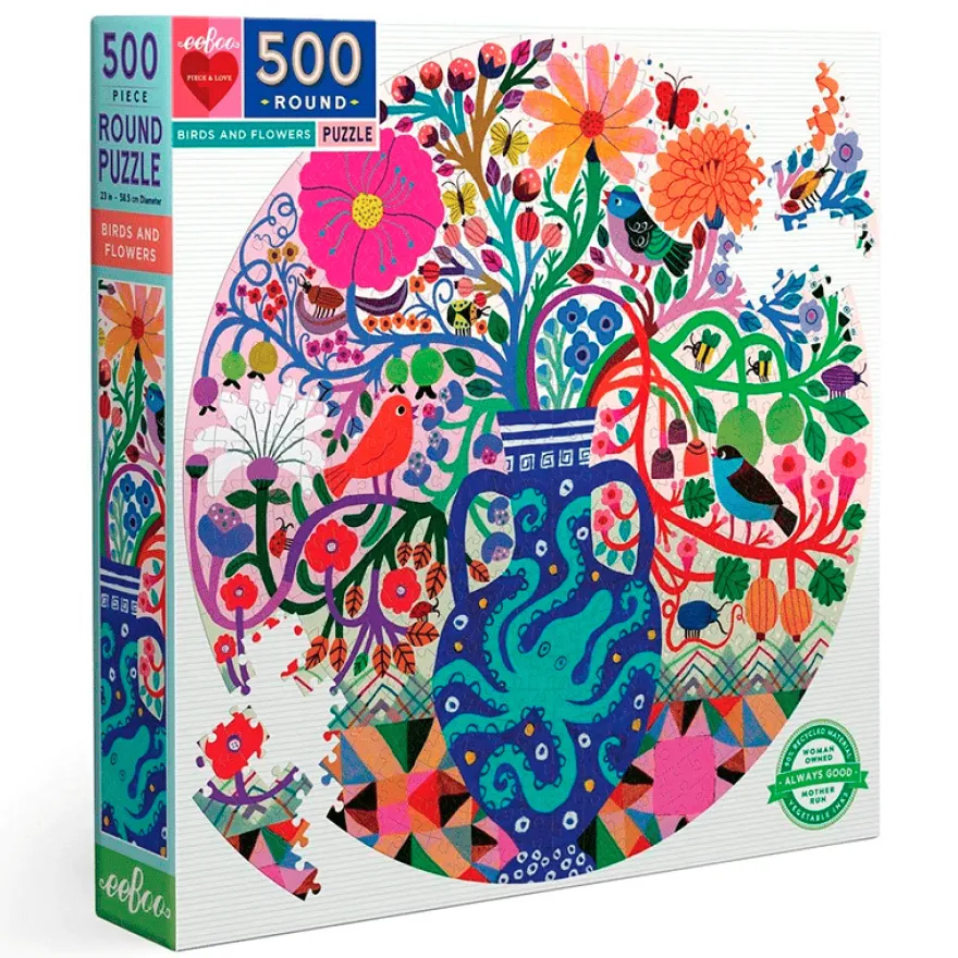 Pussel med 500 bitar - Fåglar & blommor