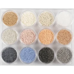 Rocailles-pärlor Ø1,7 mm - Naturfärger, 12 x 15 g