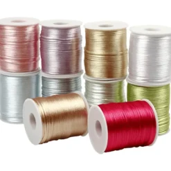 Satinsnöre Ø 2 mm, 50 m - Pastellfärger, 10 st.