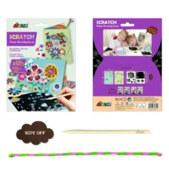 Scratch – gratulationskort – blommor, 3 st.