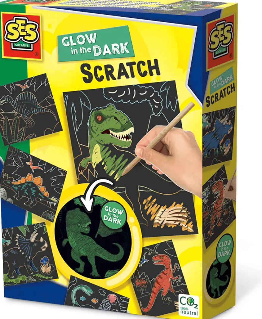 Scratch-kort - Glow in the dark-dinosaurer