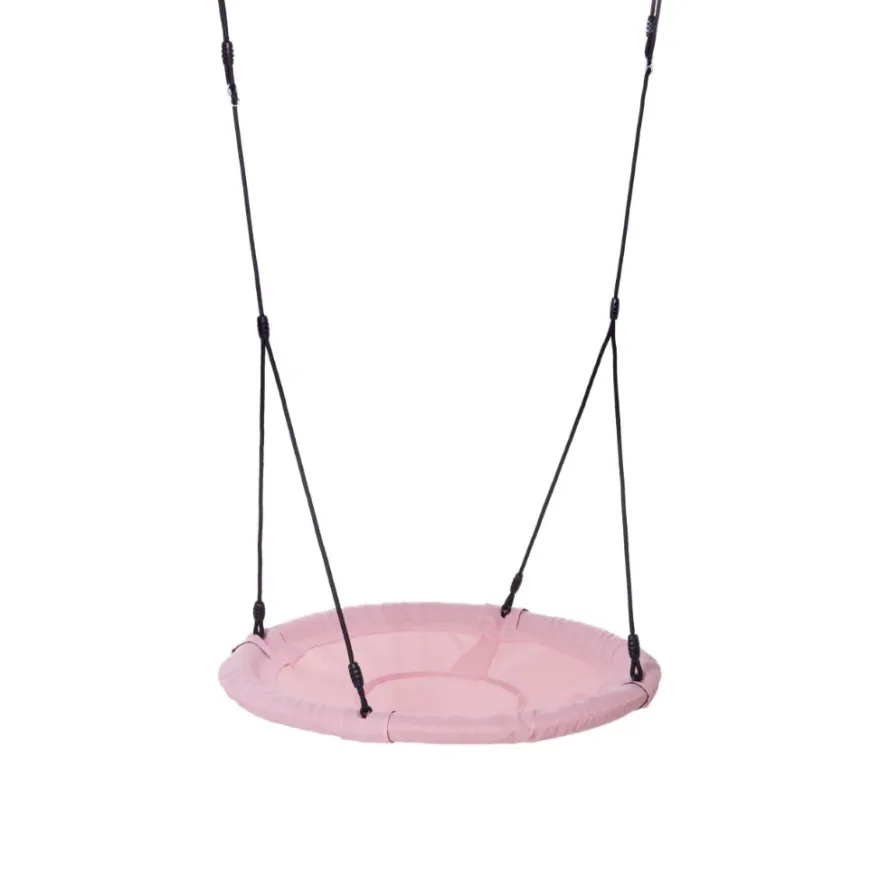 Sensorisk gunga Ø100 cm – ljusrosa (svart rep)