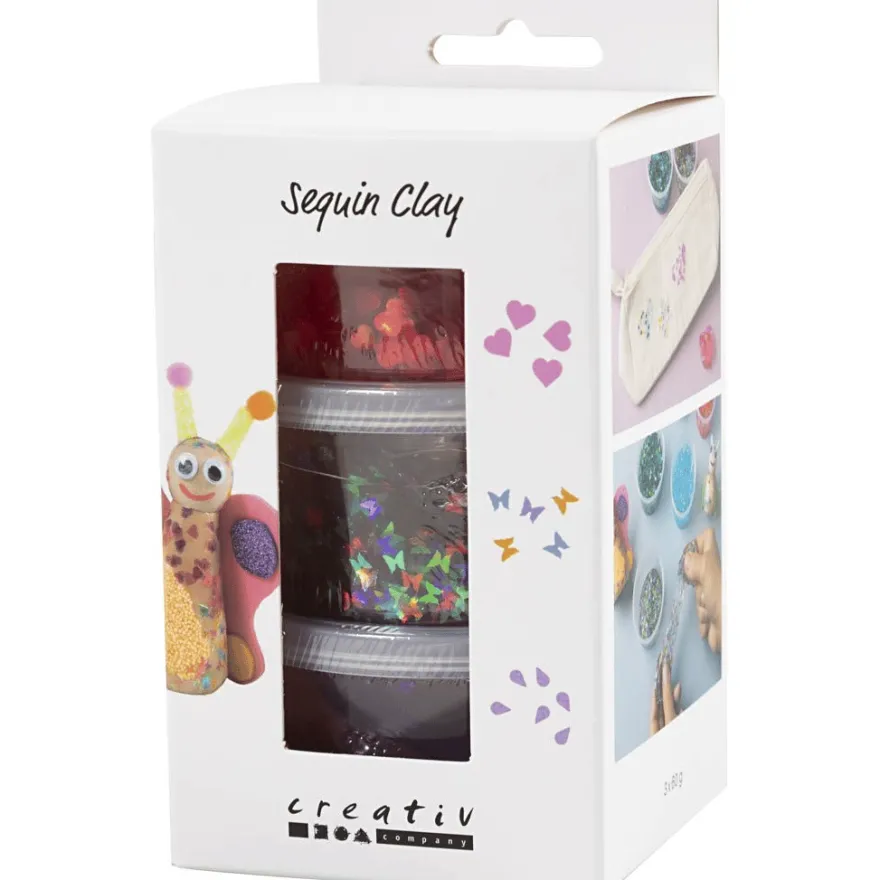 Sequin Clay 3 x 60 g – lila & rosa