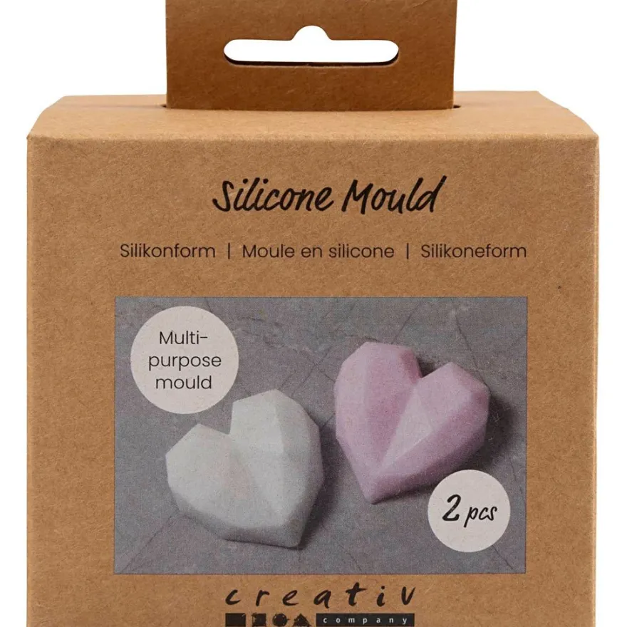Silikonform – Fasetthjärta, 2 st.