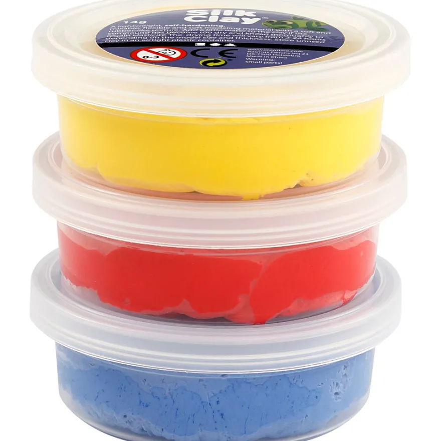Silk Clay 3 x 14 g. - Blå, röd & gul