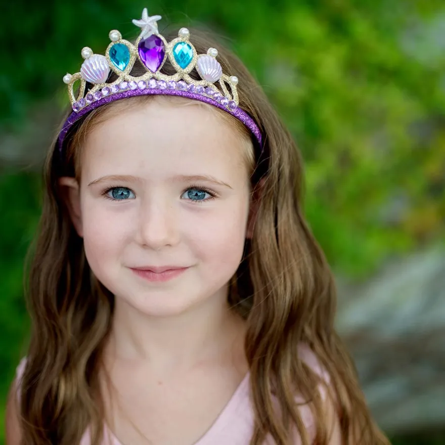 Sjöjungfrukjol + diadem - Blå, stl. 4-6 år
