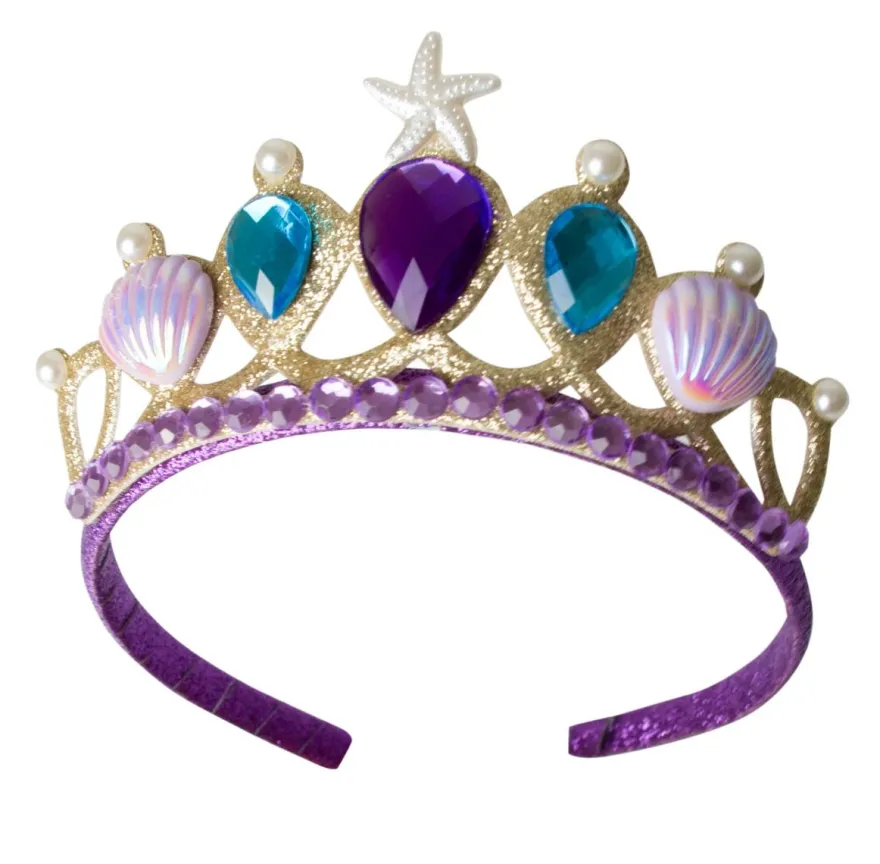 Sjöjungfrukjol + diadem - Blå, stl. 4-6 år