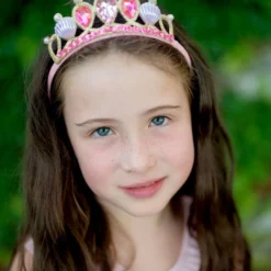 Sjöjungfrukjol + diadem - Rosa, stl. 4-6 år