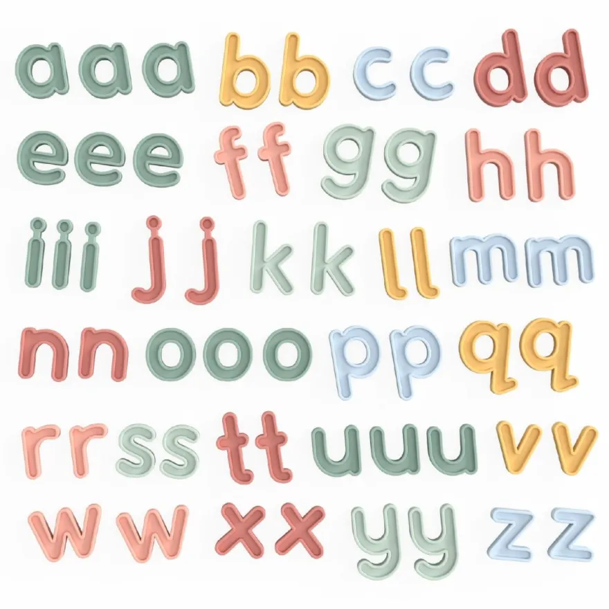 Små bokstäver av silikon a-z, 57 st.