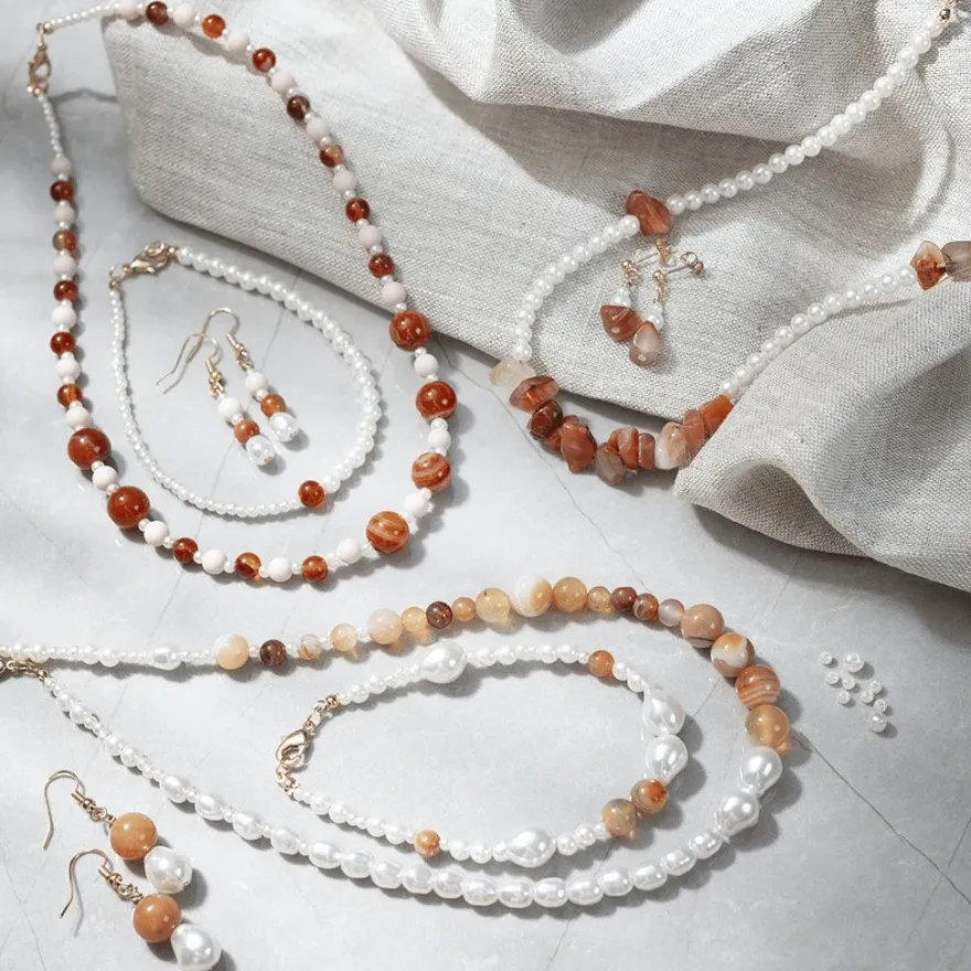 Smyckesstartpaket - Kristaller, beige/brun/svart
