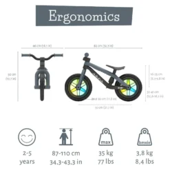 Springcykel BMXie GLOW - Antracit (2-5 år)