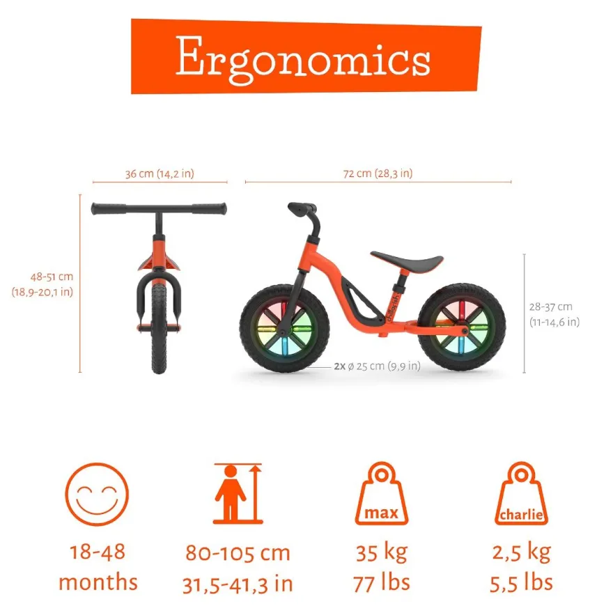 Springcykel Charlie GLOW – Orange (18 mån–4 år)