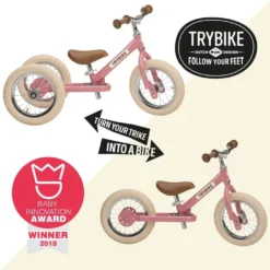 Springcykel - Trybike med två hjul, Rosa