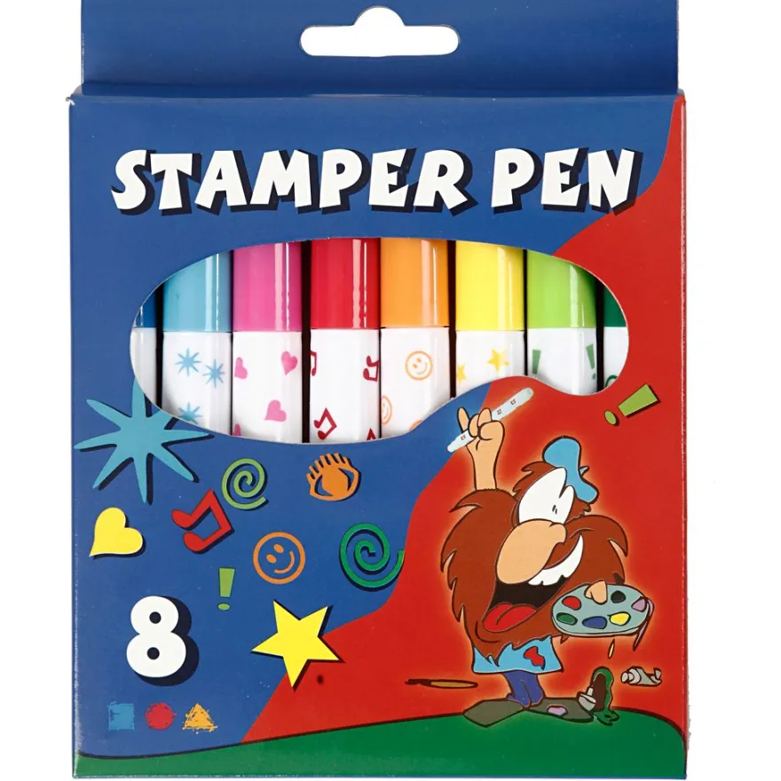 Stämpeltuschpennor - Blandade färger, 8 st.