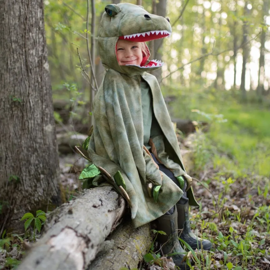 T-rex-cape med klor - Grön, stl. 4-6 år