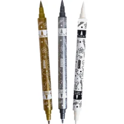 Twin Markers – Guld/silver/vit, 3 st.