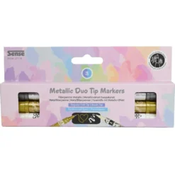Twin Markers – Guld/silver/vit, 3 st.