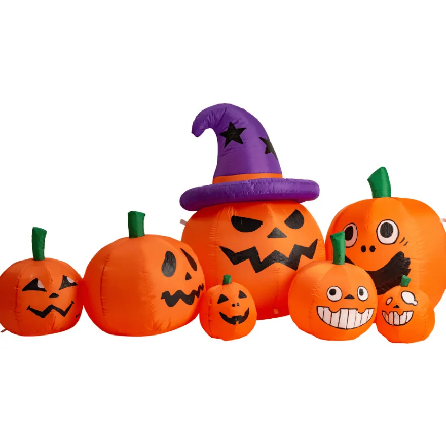 Uppblåsbara Halloween-pumpor med ljus, 210 cm