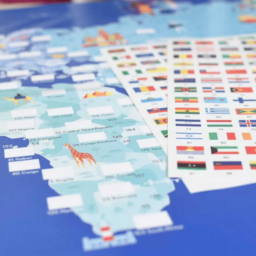 Upptäcktsaffisch med stickers – Flaggor