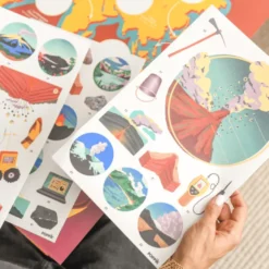 Upptäcktsaffisch med stickers – Vulkaner